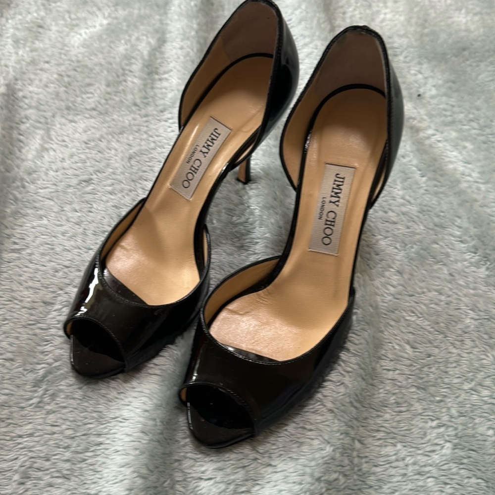 Jimmy Choo London black pump open toe 8.5